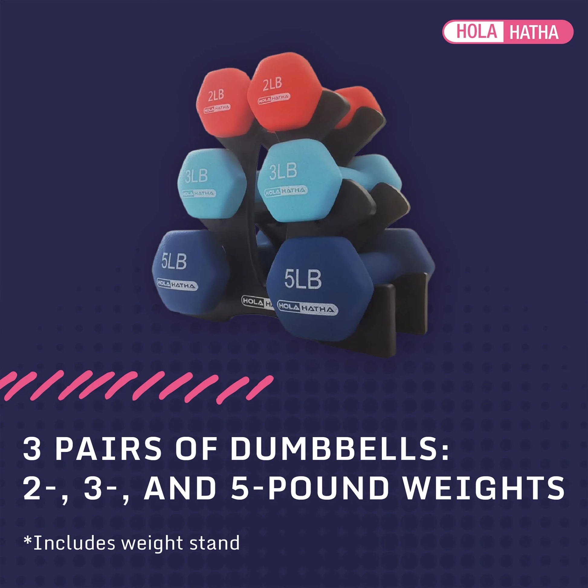 2, 3, & 5 LB Neoprene Dumbbell Free Weight Set W/ Rack, Red/Blue