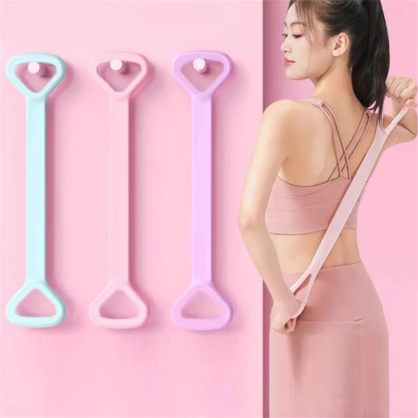 2024 New 8-Character Puller Home Fitness Equipment Elastic Belt Yoga Auxiliary Female Open Shoulder Beauty Back Stretcher