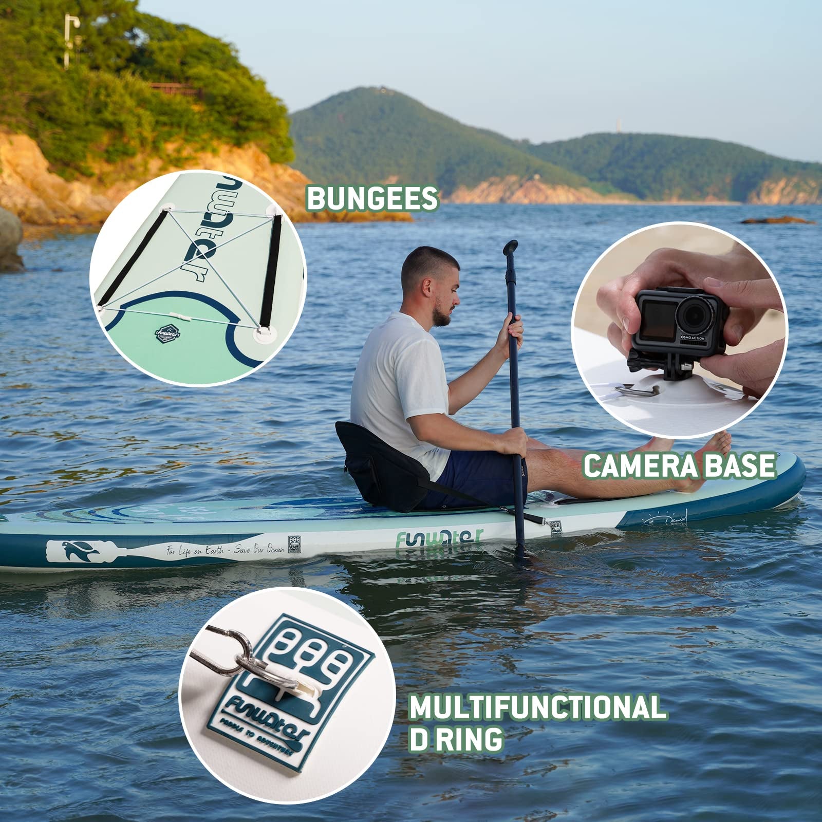 [AU Direct]  Inflatable Stand up Paddle Board Surfboard Complete Paddle Board Accessories Adjustable Paddle Pump ISUP Travel Backpack Leash Waterproof Bag Adult Paddle Board SUPFW09A