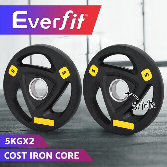 Everfit Weight Plates Standard 5Kgx2 Dumbbells Barbells Lifting Home Lifting