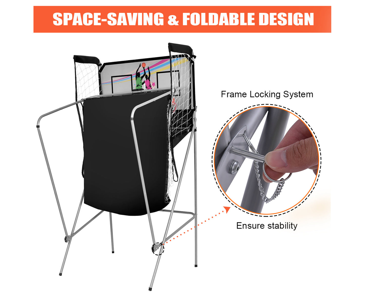 Arcade Basketball Game 2-Player Basketball System Electronic Scoring Sports Indoor Exercise