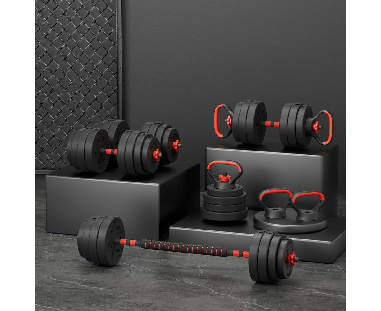 40Kg Adjustable Dumbbells Set Kettle Bell Weight Plates Barbells Gym