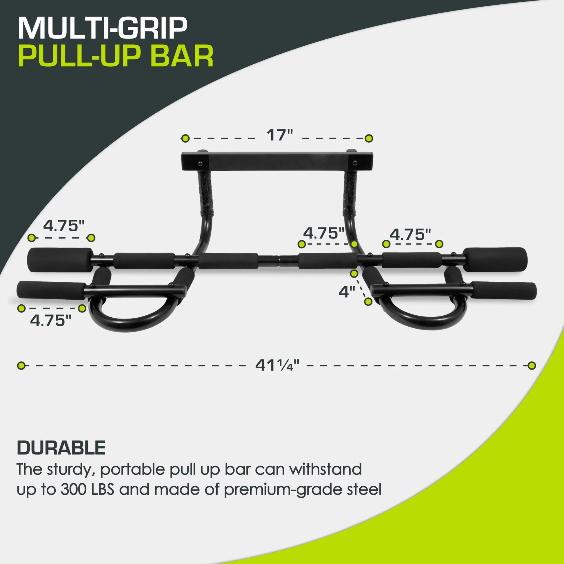 Multi-Grip Chin-Up/Pull-Up Bar, Heavy Duty Doorway Trainer