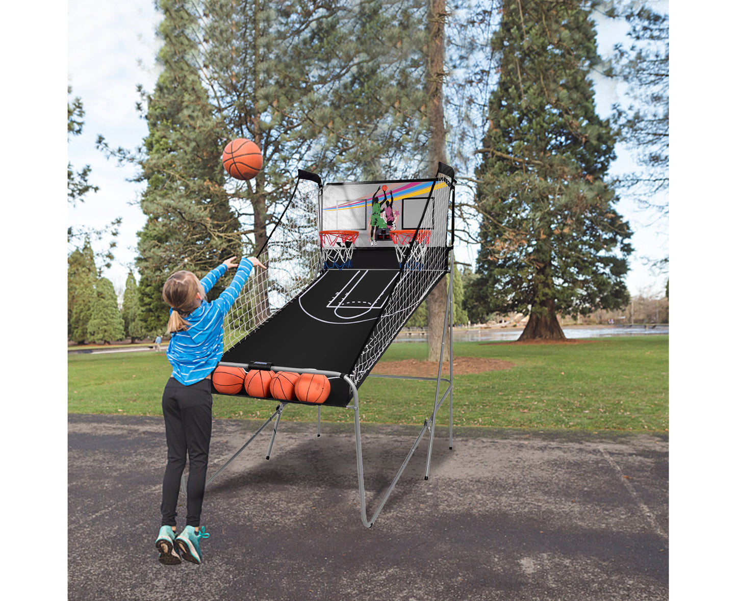 Arcade Basketball Game 2-Player Basketball System Electronic Scoring Sports Indoor Exercise