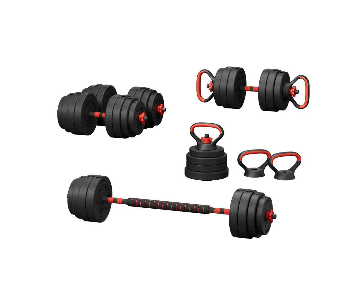 40Kg Adjustable Dumbbells Set Kettle Bell Weight Plates Barbells Gym